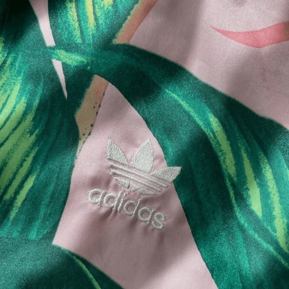 Adidas x Farm Big Palm Leaf/Tropical Pink/Green Track Zip Up Size Small - Picture 6 of 14